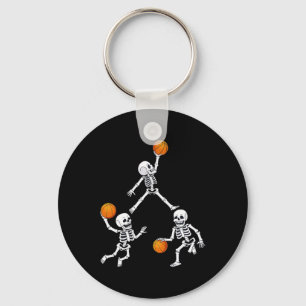 Basketball Halloween Skeleton Dunking Dribble Boys Key Ring