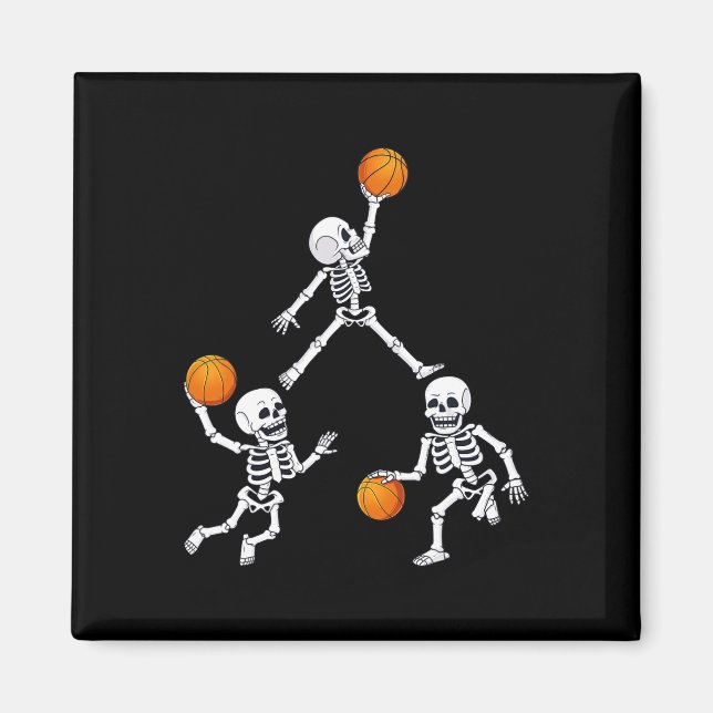 Basketball Halloween Skeleton Dunking Dribble Boys Magnet (Front)