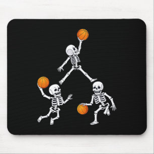 Basketball Halloween Skeleton Dunking Dribble Boys Mouse Pad