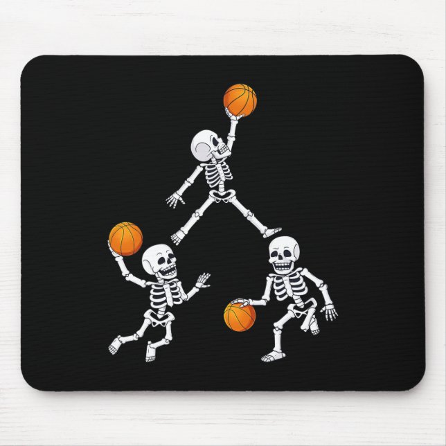 Basketball Halloween Skeleton Dunking Dribble Boys Mouse Pad (Front)