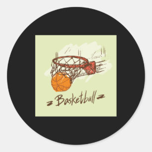 Basketball Hand Drawing Classic Round Sticker