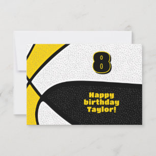 basketball happy birthday black gold team colours card