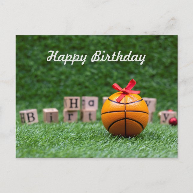 Basketball Happy Birthday Card with basketball (Front)