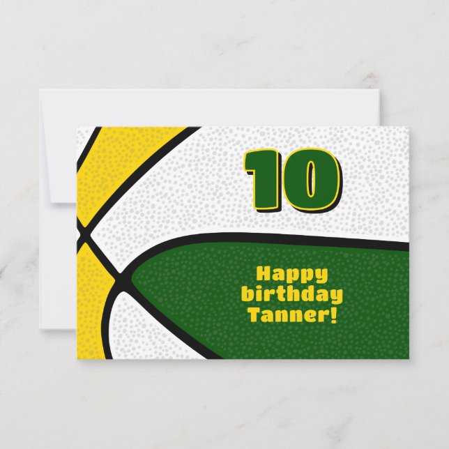 basketball happy birthday green gold team colours card (Front)