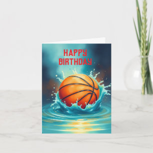 Basketball Happy Birthday Hitting Water  Card