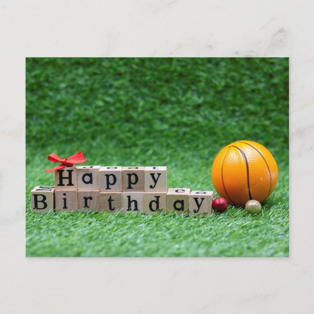 Basketball Happy Birthday to Player with Ball Postcard (Front)