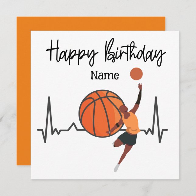 Basketball Happy Birthday to Player with Player  Card (Front/Back)