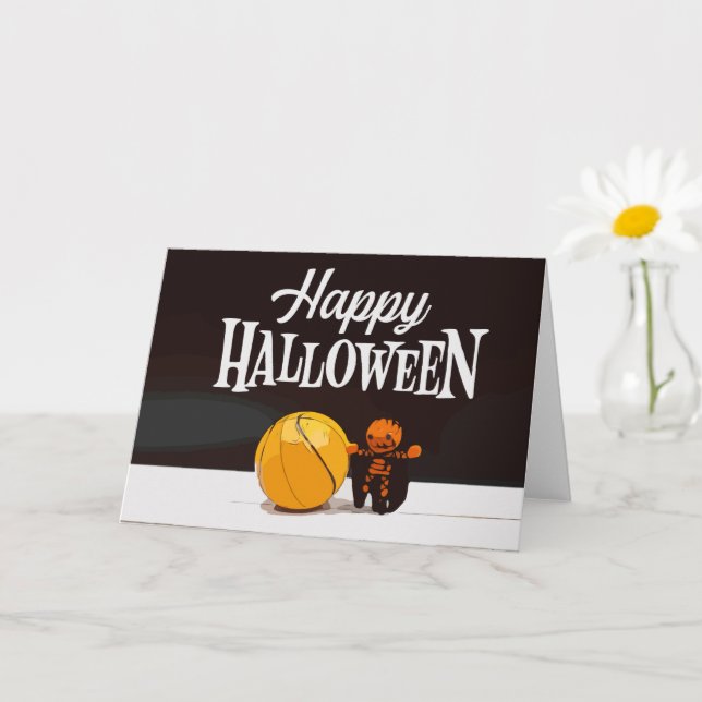 Basketball Happy Halloween with ghost and ball Car Card (Small Plant)