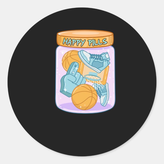 Basketball Happy Pills Sticker  (Front)