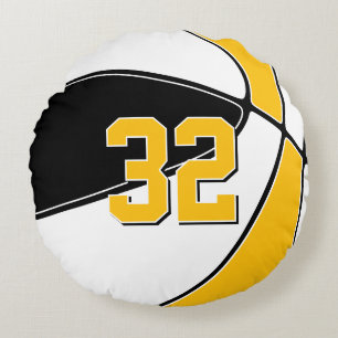 basketball happy place black gold ANY team colours Round Cushion