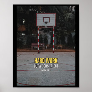 Basketball Hard Work Motivation Quote Poster