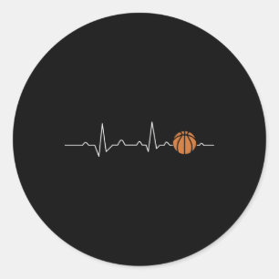 Basketball Heart 1 Classic Round Sticker