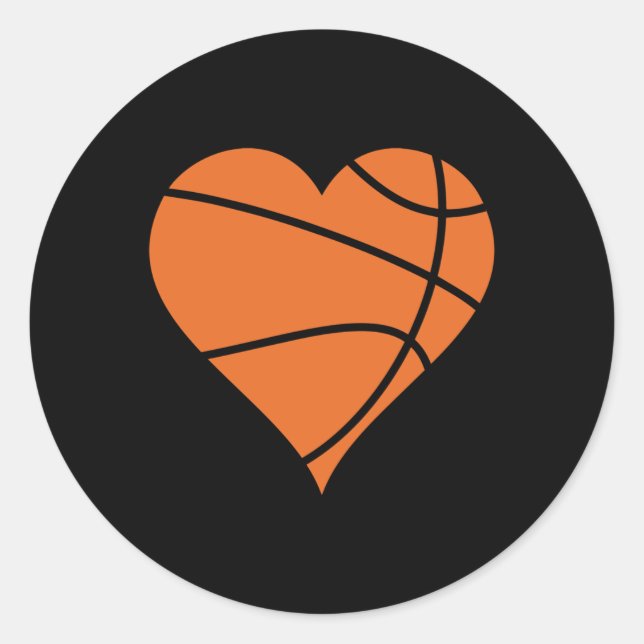 Basketball Heart 2  Classic Round Sticker (Front)