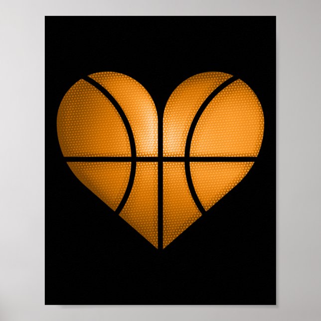 Basketball Heart Design Funny Gift For Valentine Poster (Front)