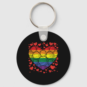 Basketball Heart Gay Retro Pride Flag Lgbt-q Playe Key Ring