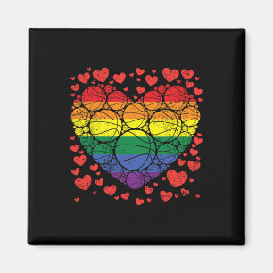 Basketball Heart Gay Retro Pride Flag LGBT-Q Playe Magnet