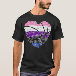 BasketBall Heart Genderfluid Pride Cool Sport LGBT T-Shirt