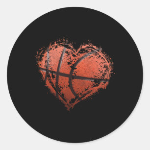 Basketball Heart Happy Valentine's Day Basketball Classic Round Sticker