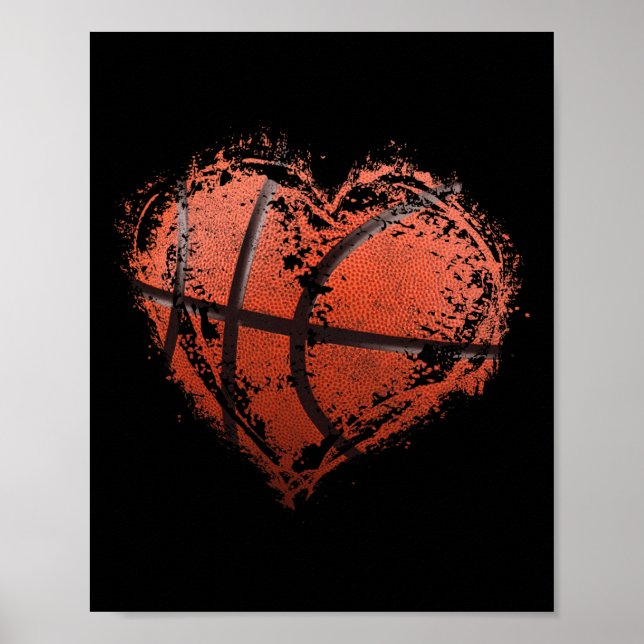 Basketball Heart Happy Valentine's Day Basketball  Poster (Front)