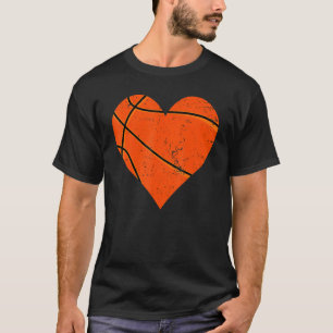 Basketball Heart Love Sport Player Coach Kids Vale T-Shirt