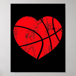 Basketball Heart Love Valentines Day Sport Player Poster