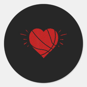 Basketball Heart Love Valentines Day Sports Player Classic Round Sticker