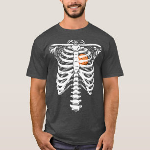 Basketball Heart Skeleton Rib Cage Halloween Love T-Shirt