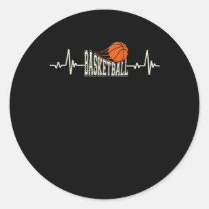 Basketball Heartbeat 3  Classic Round Sticker