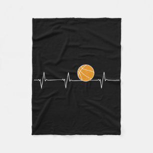 Basketball Heartbeat - Ball Ecg Pulse For Fans And Fleece Blanket