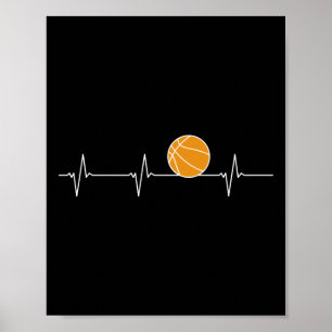 Basketball Heartbeat - Ball Ecg Pulse For Fans Poster