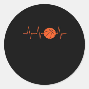 Basketball Heartbeat Bball Gift Classic Round Sticker