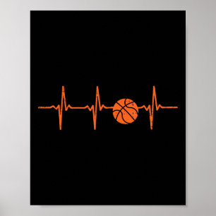 Basketball Heartbeat Coach Player Team Baller Men Poster