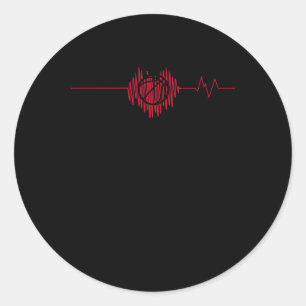 Basketball Heartbeat – Dribble Classic Round Sticker
