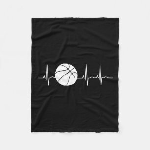 Basketball Heartbeat Ekg Basketball Coach Fleece Blanket