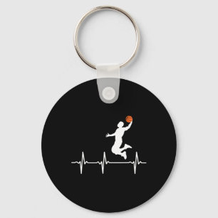 Basketball Heartbeat  for Men and Boys  Key Ring