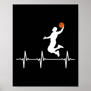 Basketball Heartbeat for Men and Boys Poster