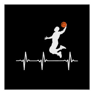 Basketball Heartbeat for Men and Boys Poster