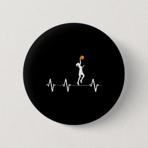 Basketball Heartbeat  for Women and Girls  6 Cm Round Badge