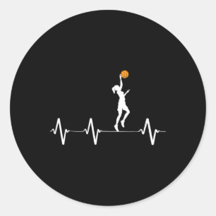 Basketball Heartbeat for Women and Girls Classic Round Sticker