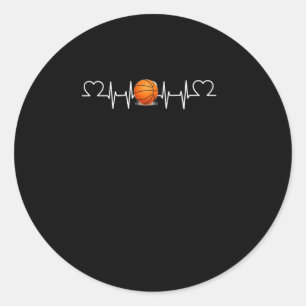 Basketball Heartbeat Funny Basketball Lover Classic Round Sticker