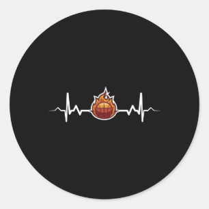 Basketball Heartbeat Gift Idea  Classic Round Sticker