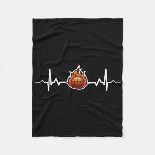 Basketball Heartbeat Gift Idea Fleece Blanket