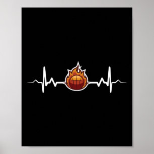Basketball Heartbeat Gift Idea  Poster