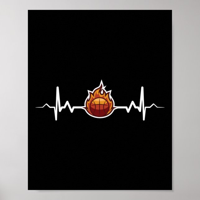 Basketball Heartbeat Gift Idea  Poster (Front)