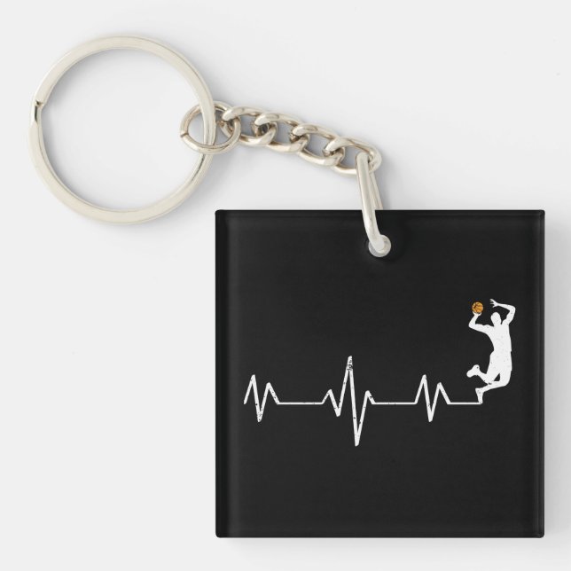 Basketball Heartbeat Key Ring (Front)