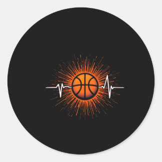 Basketball Heartbeat – Love For The Game Tee  Classic Round Sticker