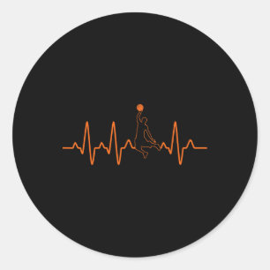 Basketball Heartbeat Player Bball Gift For Men And Classic Round Sticker