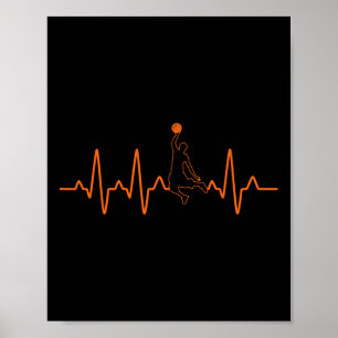 Basketball Heartbeat Player Bball Gift For Men And Poster