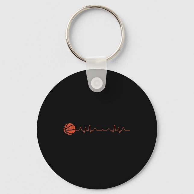 Basketball Heartbeat Player Gift  Key Ring (Front)