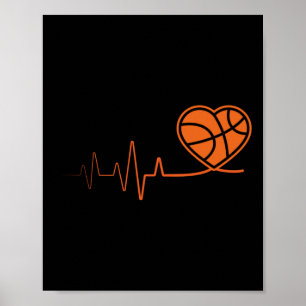 Basketball Heartbeat Sport Motive Poster